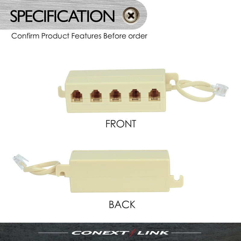 Conext Link 6P4C RJ11 Telephone Phone Line Modular Jack Splitter Male Female Coupler Adapter (bei'ge) ï¼ˆ33300ï¼‰ - Image 4